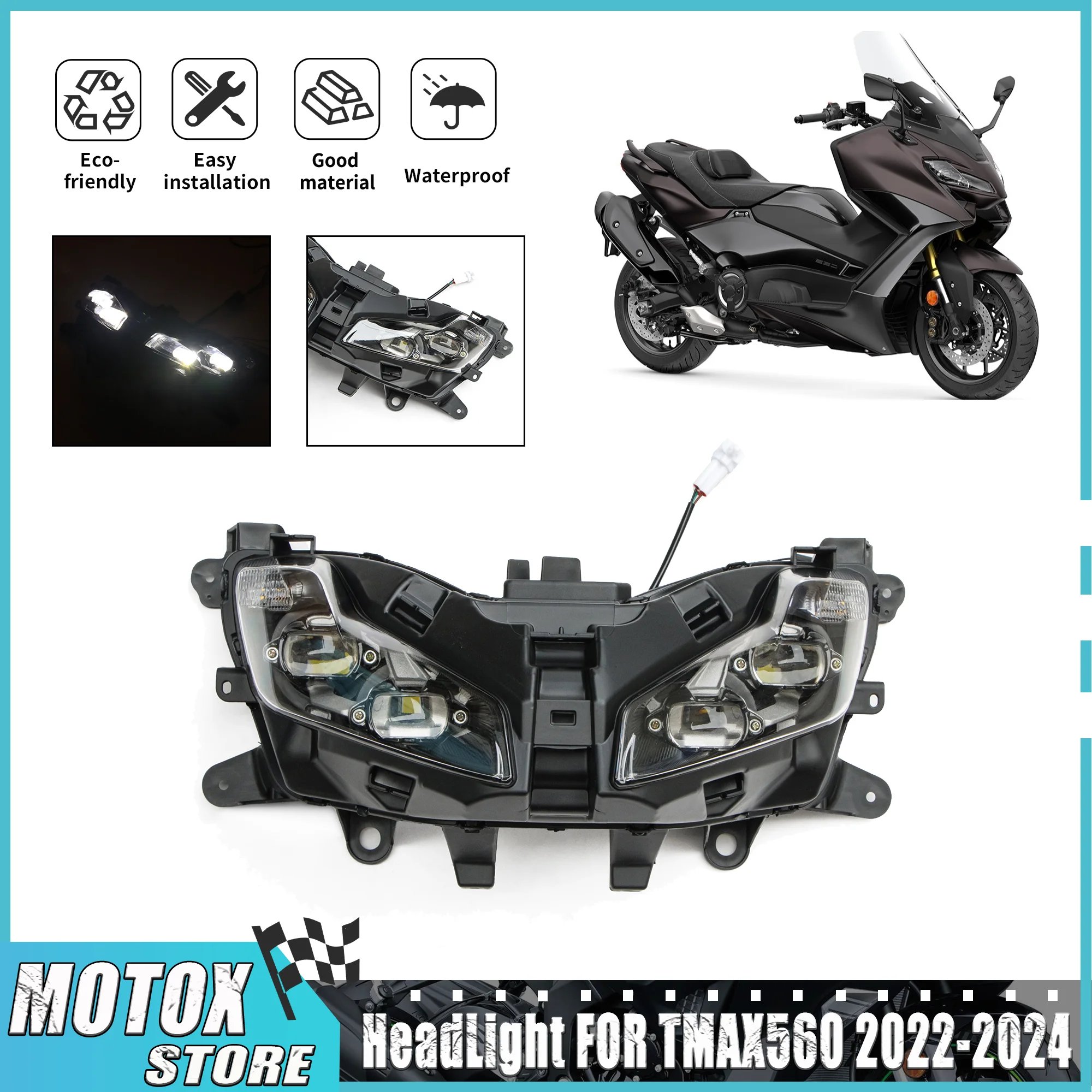 

Motorcycle Headlight Fit For Yamaha TMAX560 TMAX 560 LED Headlamp Head Lamp Light Assembly Tech Max XP560 2022 - 2024 2023
