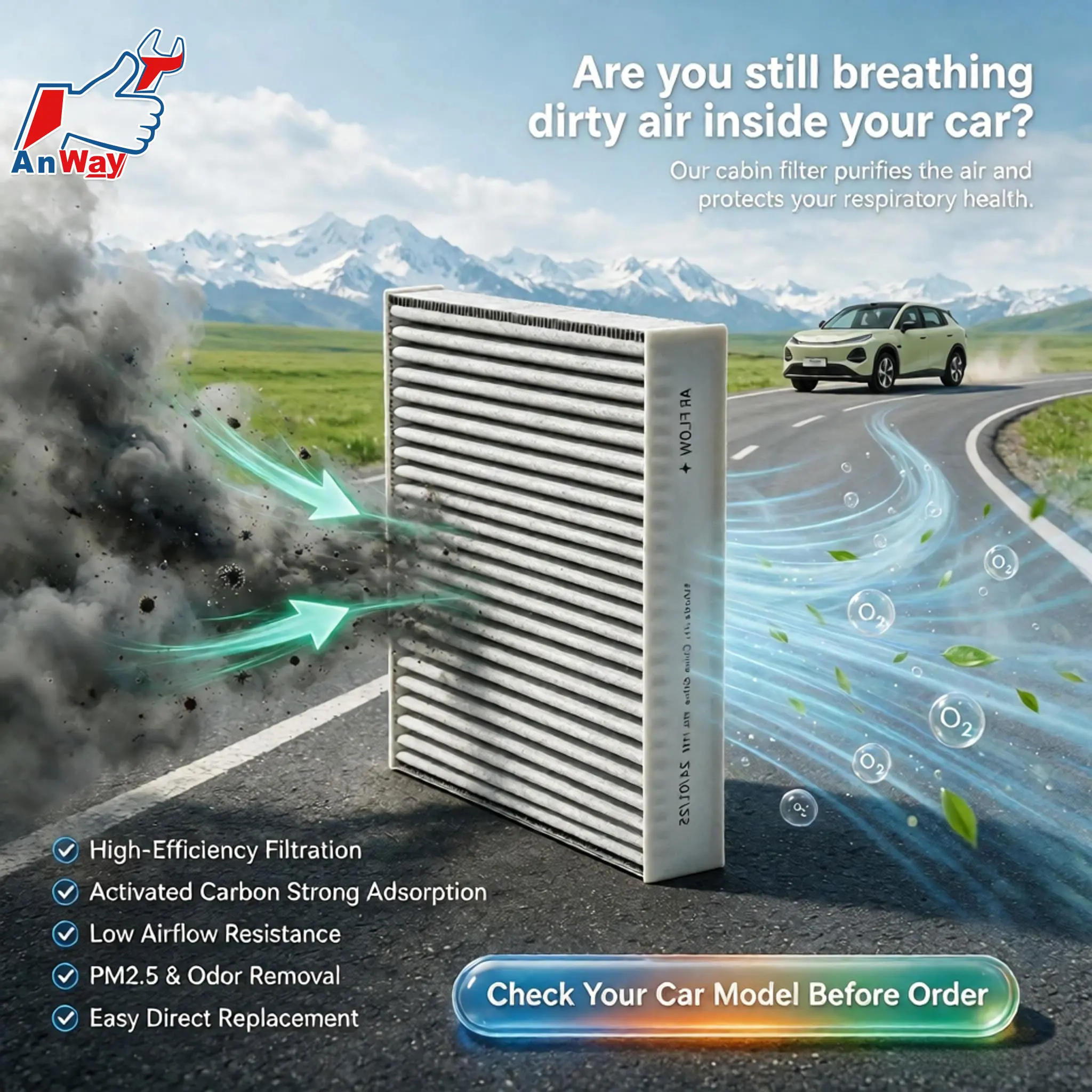 Custom Fit Car Cabin Air Filter For Nevo Q05 2023‑2025 Premium Air Filter High Performance Multi-layer Filtration Easy Install