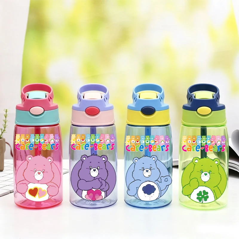 

Бутылка для воды Kawaii Care Bears с трубочкой, 500 мл, для детей, для занятий спортом на открытом воздухе, портативная кружка для школы и путешествий, подарок для девочек и мальчиков
