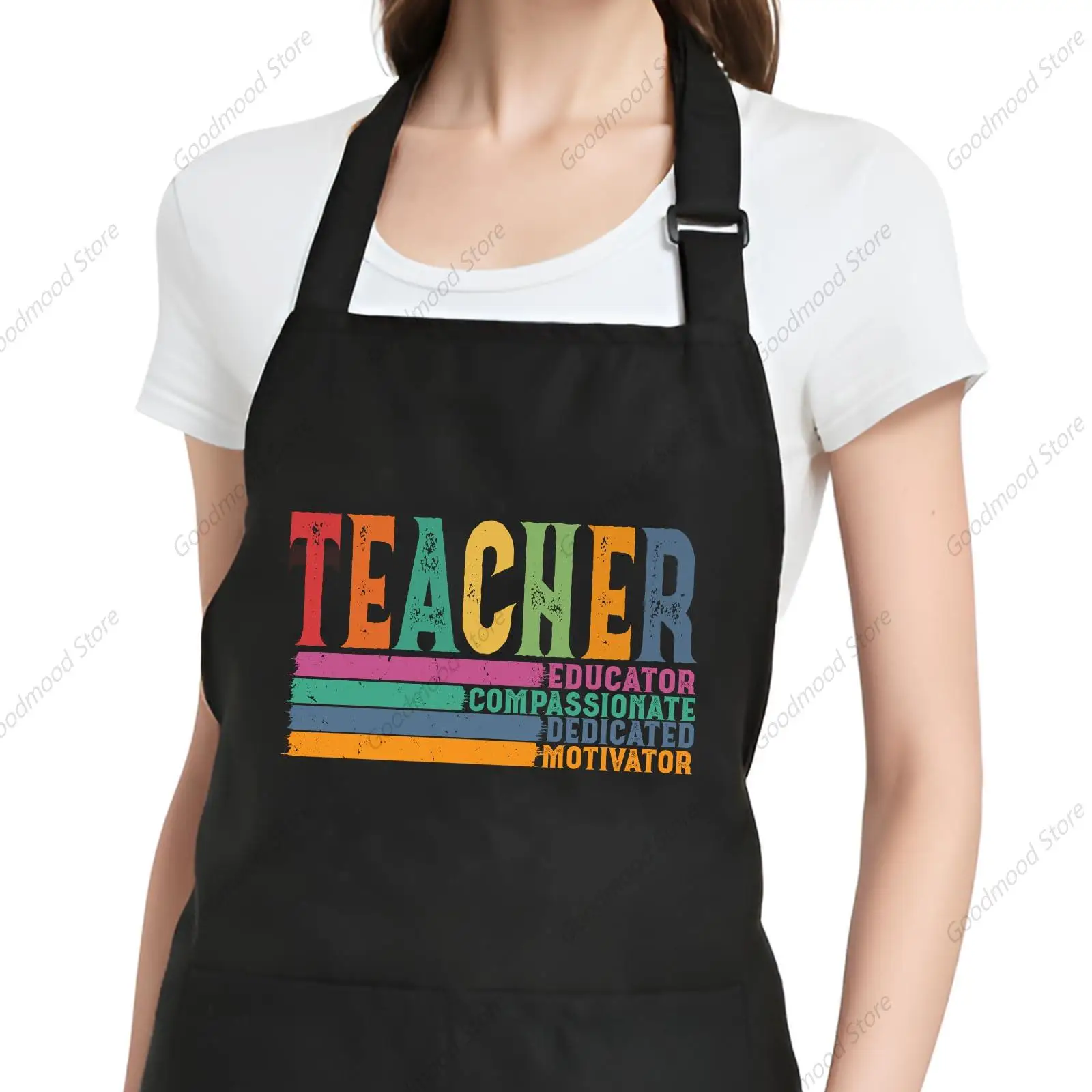 Teacher Apron with Pockets, Personalized Teacher Appreciation Gifts for Women Artists Art Aprons for Painting Birthday Christmas