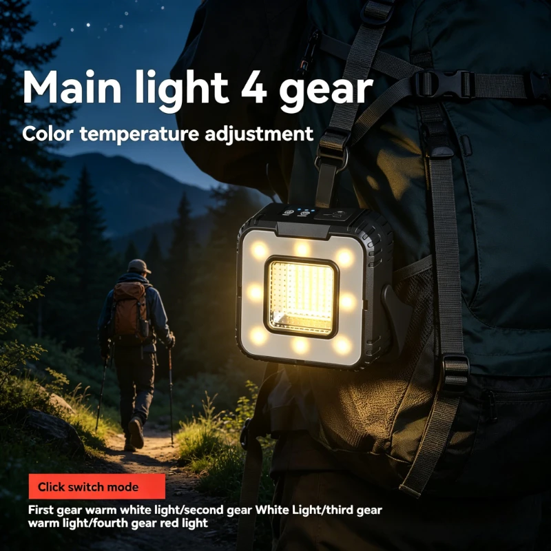 Rechargeable Camping Lantern 5000mAh Stepless Dimming Atmosphere Light Outdoor Hanging Tent Light for Emergency Camping Hiking