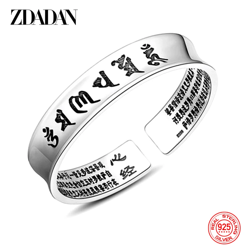 ZDADAN 925 فضة 12 مللي متر القلب سوترا رسالة المفتوحة الكفة الأساور الإسورة للنساء مجوهرات هدية حفلة