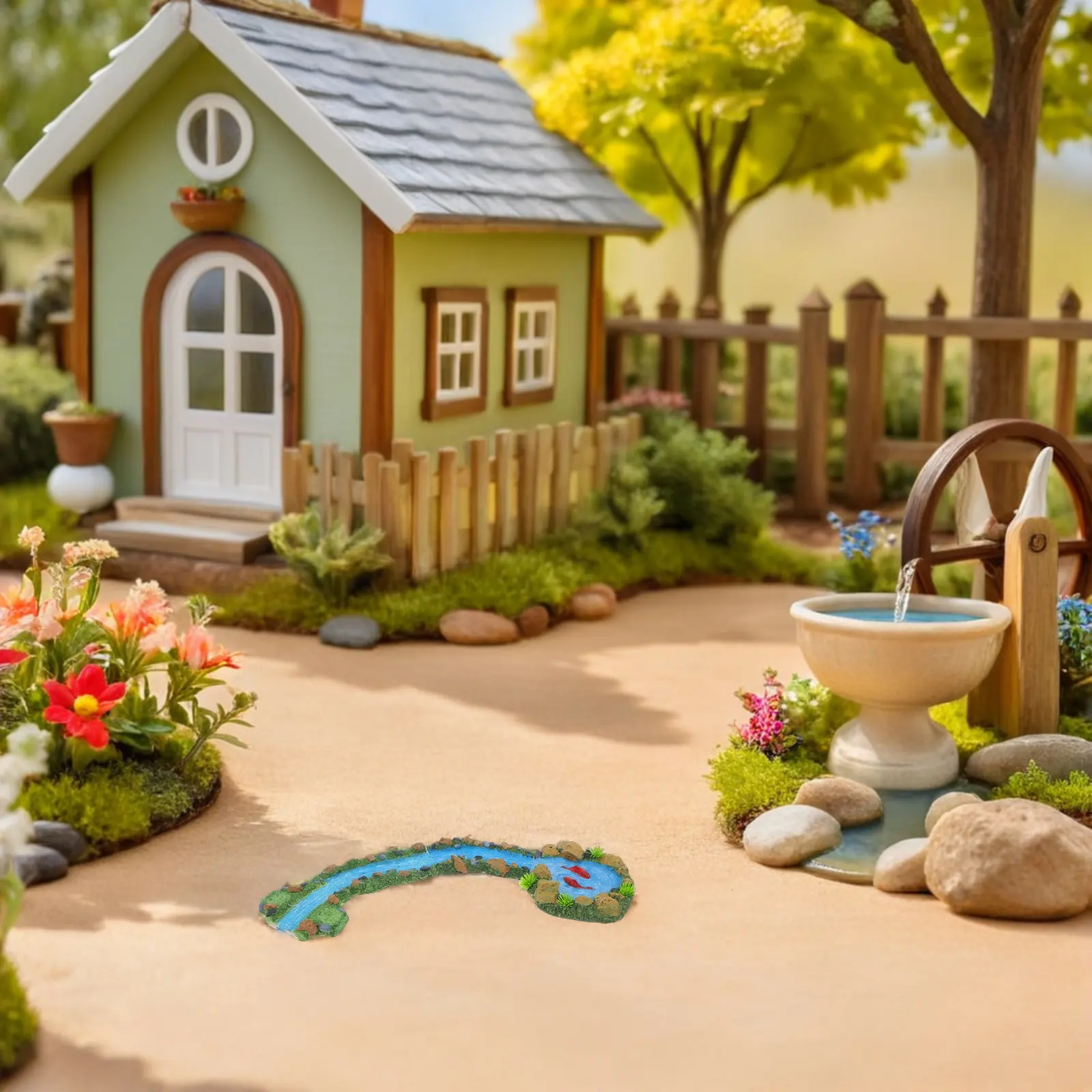 

4Pcs Moss Miniature Scene Decoration Resin Landscape Artificial River Stream Desktop Miniature Garden Scenery Ornament Terrarium