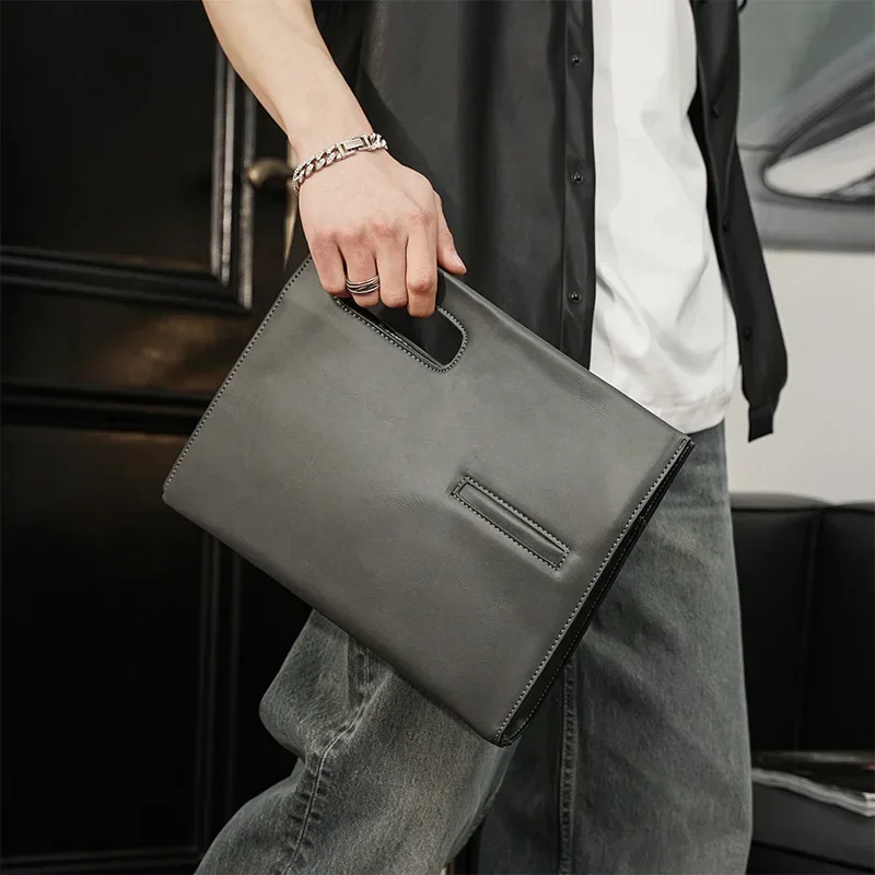 Diagonal Bag Envelope Clutch Clutches Men\'s Business Handbag Man Male Leather Dual Purpose Genuine Mens High Quality Luxury Bags