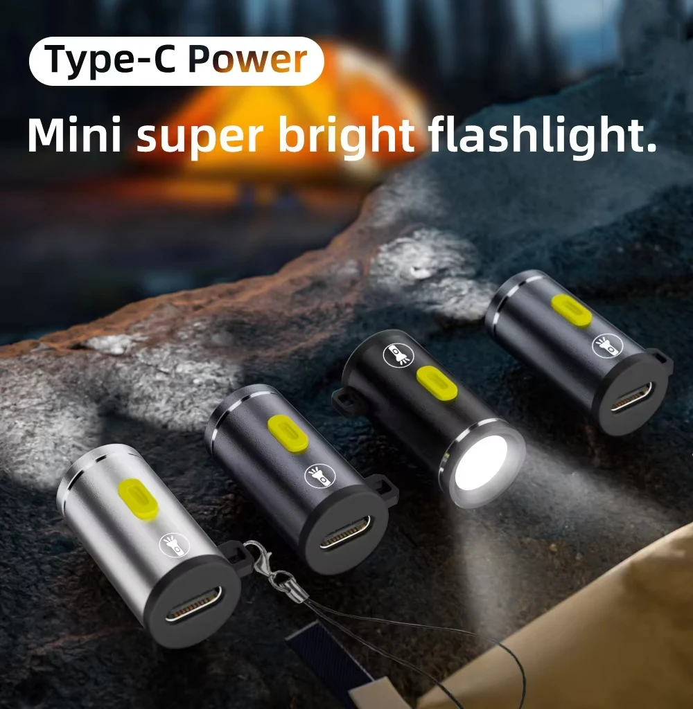 High Brightness LED Mini Flashlight Powered By Type C Connectors Small LED Light LED Torches Perfect For On Travel Use