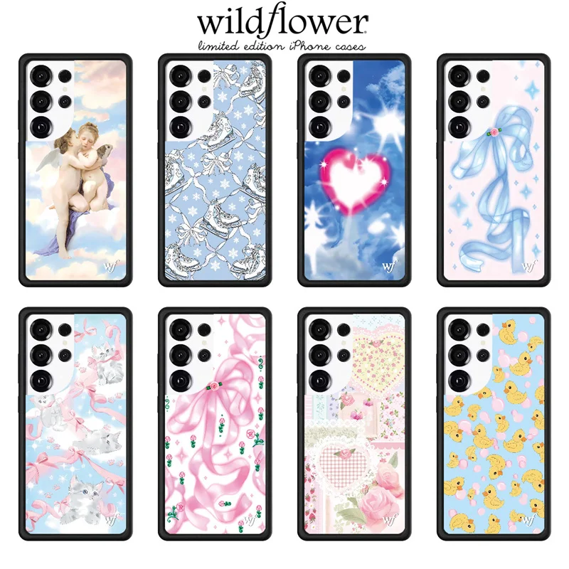Wildflower Little Angel baby Flower Girl Bow cartoon Phone Case For Samsung S26 S25 S24 S23 Ultra Cover﻿﻿﻿﻿﻿﻿﻿﻿﻿﻿﻿﻿