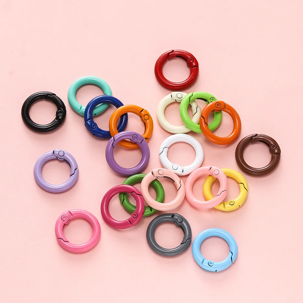 5Pcs Colorful Metal O Ring Spring Clasp Openable Round Carabiner Keychain Clips Hook Dog Chain DIY Jewelry Buckle Connector