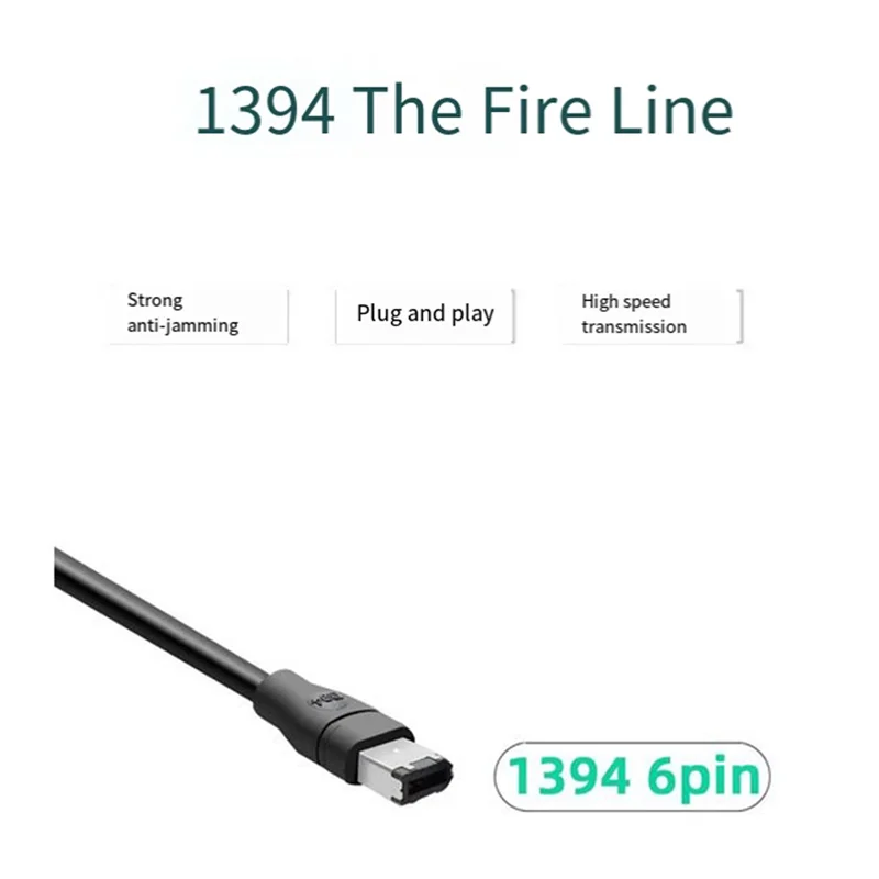 AEE7-1.8M Cabo Firewire Preto IEEE 1394 Firewire 400 para Firewire 400 Cabo 6Pin Macho para 6Pin Macho Cabo