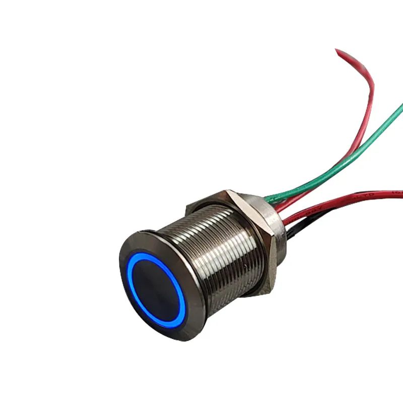 19Mm Metalen Touch Sensor Switch 12V Druk Knop Self-Reset Vergrendeling Platte Kop Kortstondige Met Indicatielampje