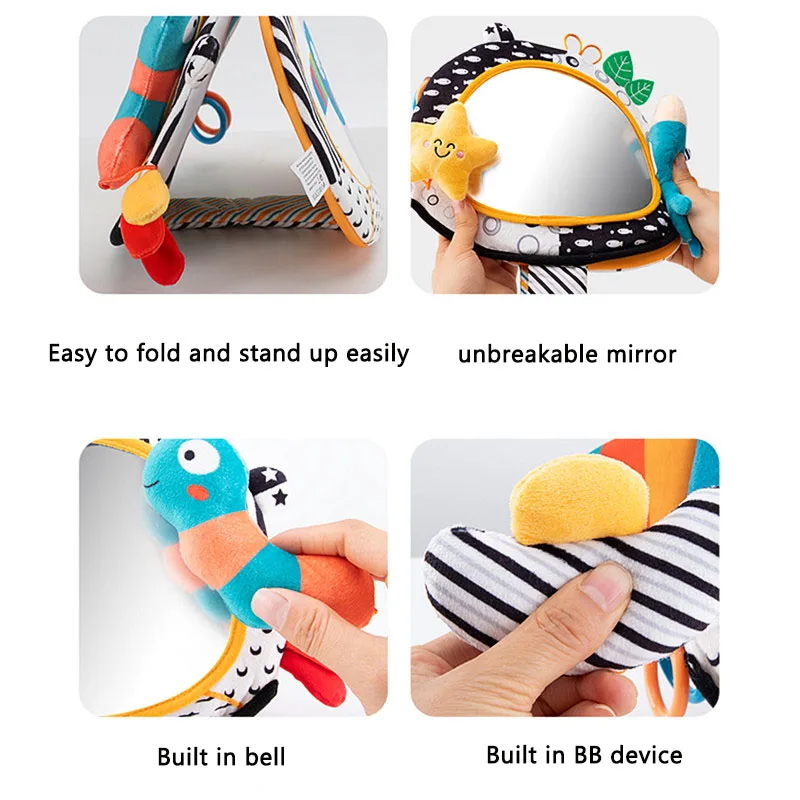 아기 바닥 거울 배 시간 6 12 개월 고 대비 신생아 감각 장난감 시각적 크롤링 개발 게임 활동 장난감 거울