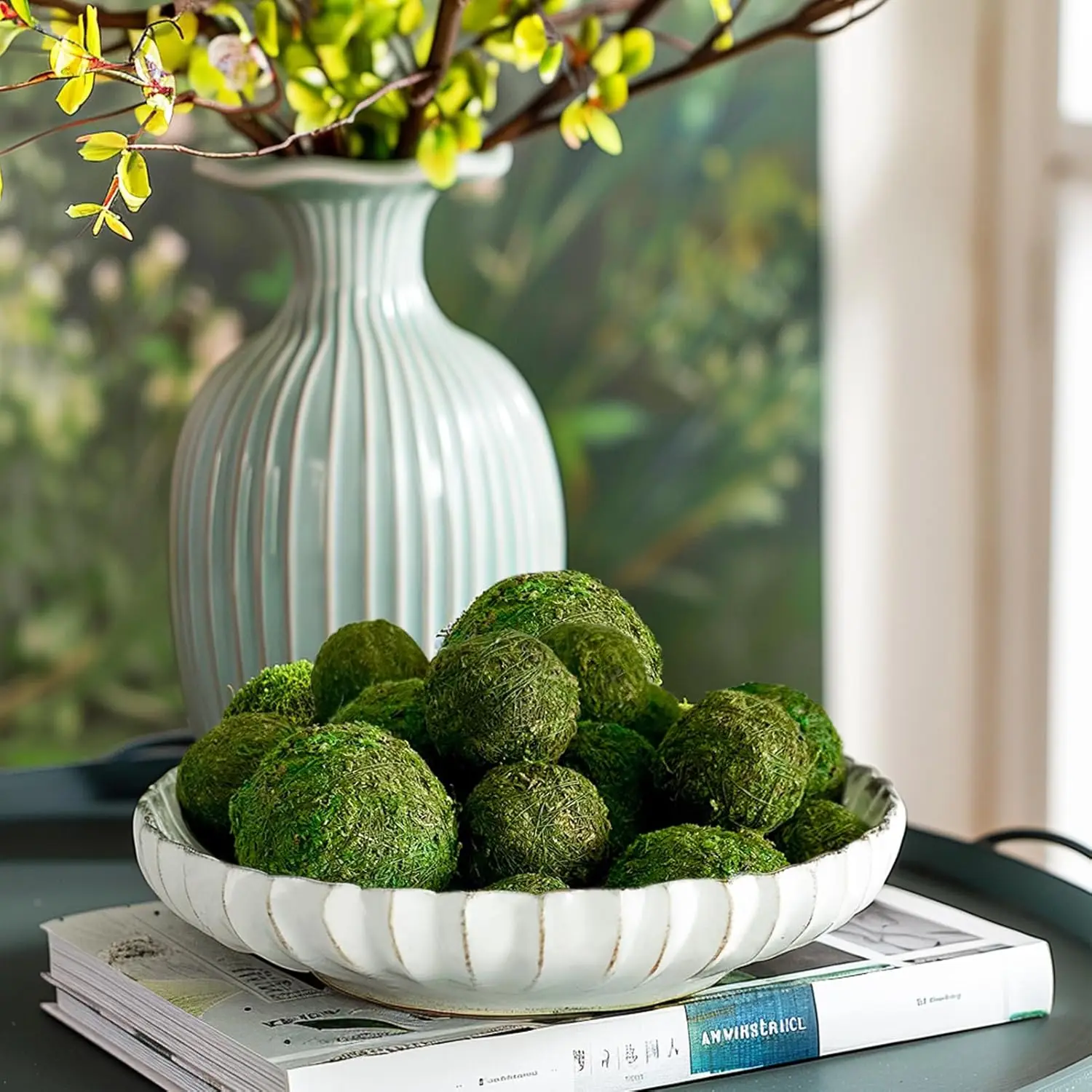 

Декоративные шарики из искусственного сушеного мха, искусственное зеленое растение для дома, миска для теста, ваза, декоры в стиле шинуазри, вечерние, свадебные, витрина