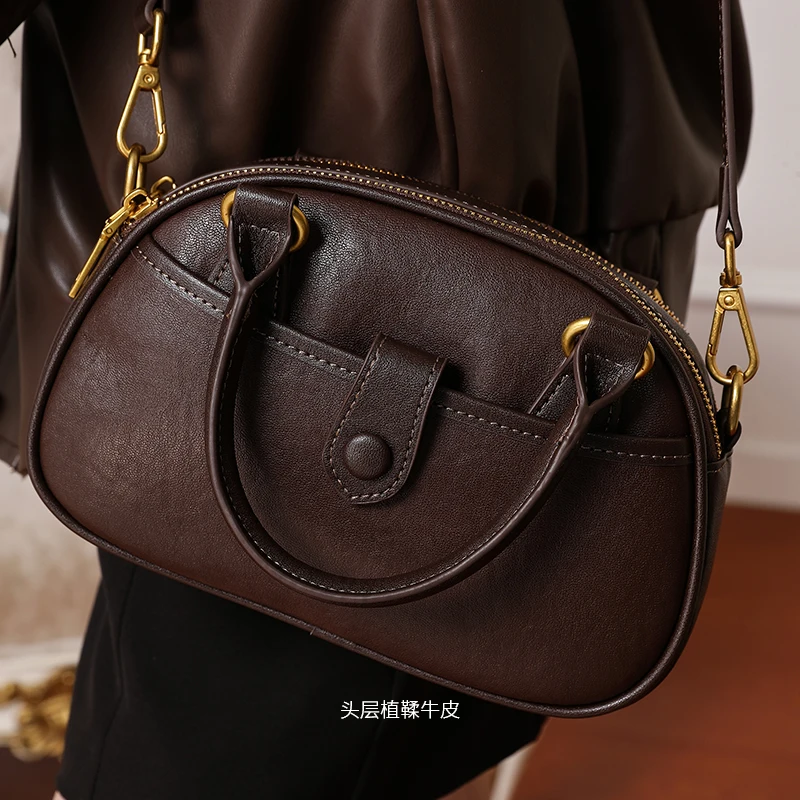 

Women Natural Cow Genuine Leather Vintage Shoulder Bags Women Cowhide Bag Ladies Soft Design Female Commute Luxury Handbag new