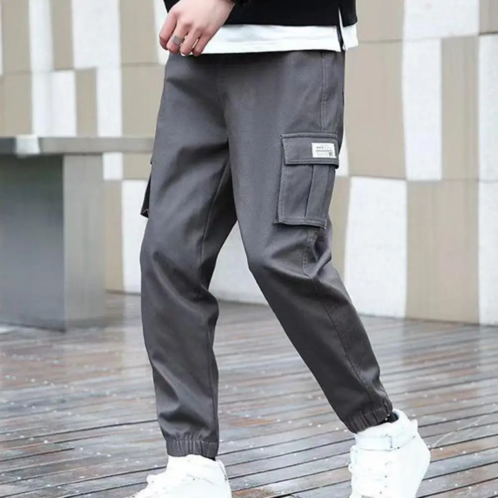 

Брюки-карго мужские с завязками на щиколотке, дизайнерские штаны с несколькими карманами, эластичная талия, для спортзала, занятий на свежем воздухе