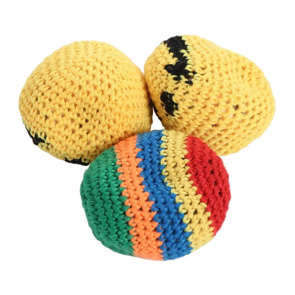 

3Pcs Knitting Thread Colorful Juggling Balls Mini Random Color Children Outdoor Handmade Sphere Knitted Bean Bags Kick Balls
