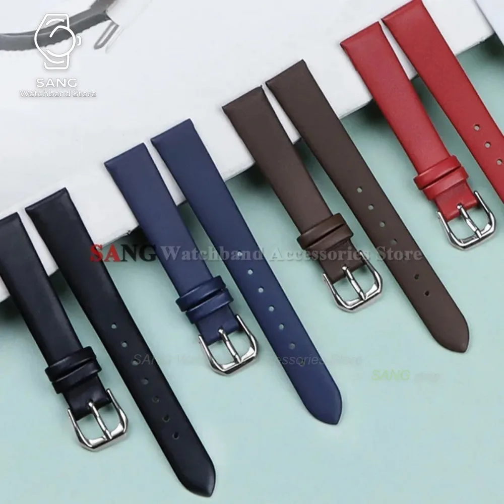 Slim Cowhide Plain Leather Wristband Universal Thin Soft Straps Men Women Leather Watchband Bracelet 6/8/10/12/13/14mm 15mm 16mm