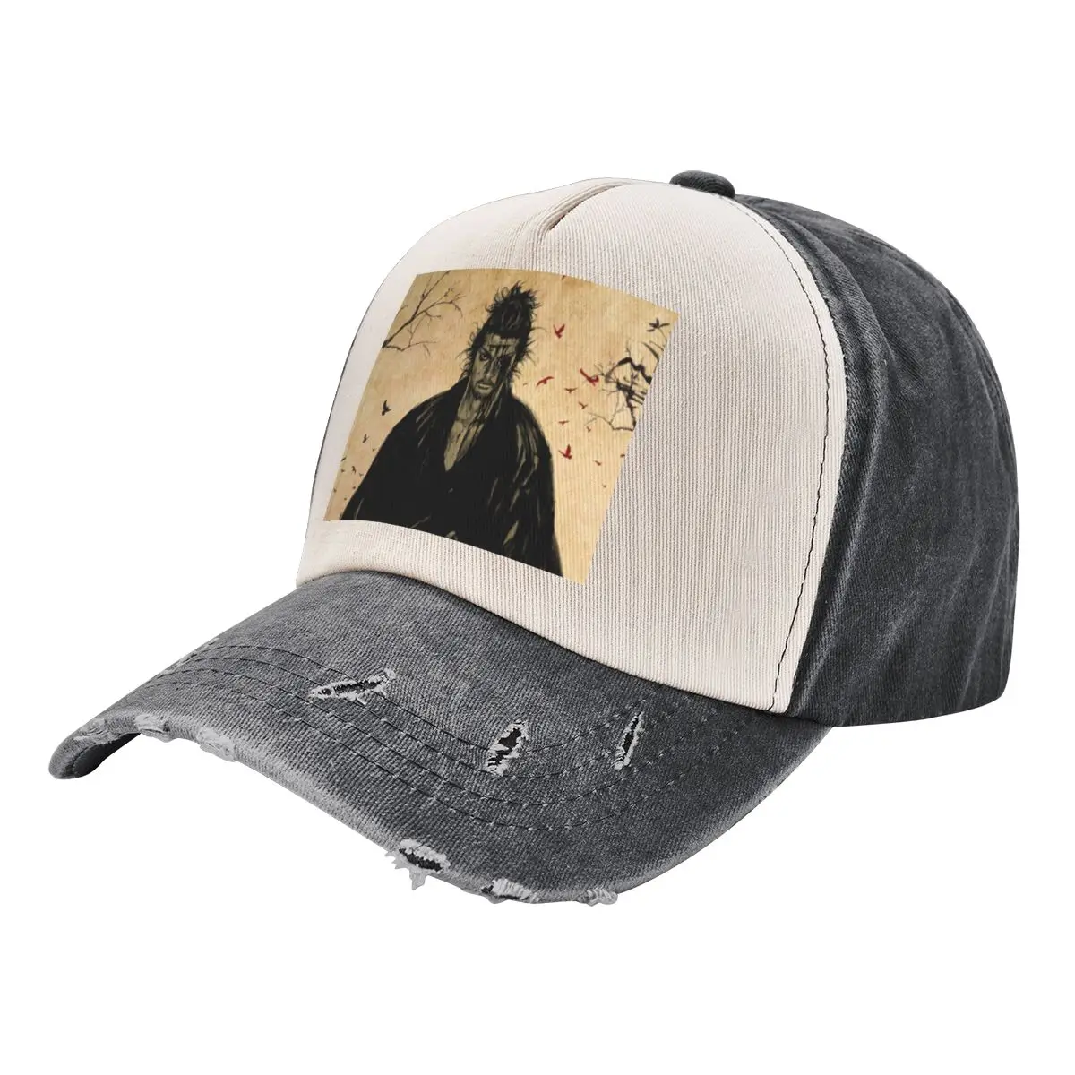 Fishing Cowboy color wash hat Musashi Miyamoto Musashi Miyamoto Hip hop Sports Unisex Headdress Cap Graphic Cool