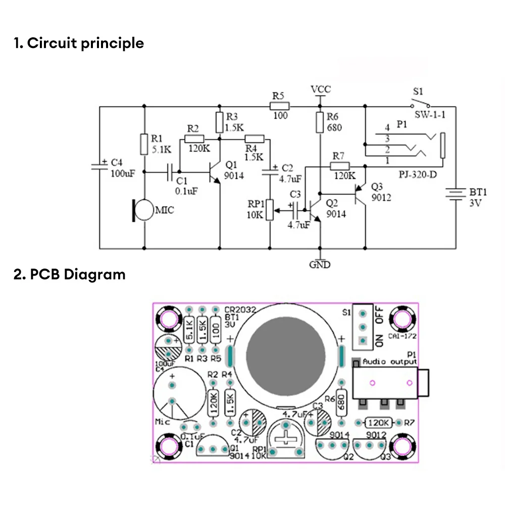 DIY Electronic Kit Set Hearing Aid Audio Amplification Amplifier Practice Teaching Competition Electronic DIY Interest Making