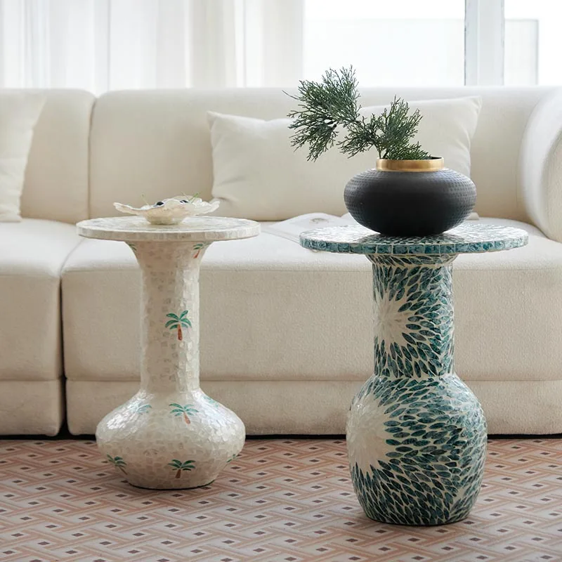 xc-Handmade Mother Of Pearl Side Table Modern Shell Inlay Furniture for Home Living Room Lounge Side Tea Table#