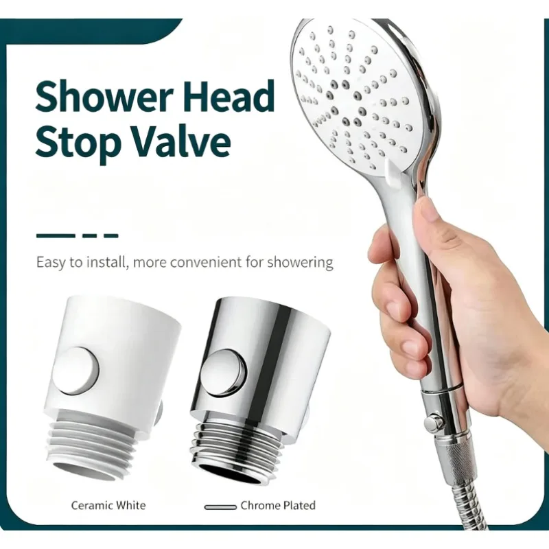 Quick pause shower, one control water flow switch, universal shut-off valve, bathroom accessories, handheld, easy to install