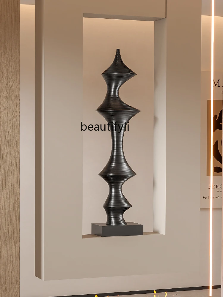 High-Grade Floor Art Decoration Thread Misty Style Sculpture Italian Display Stand Hallway Column Decoration