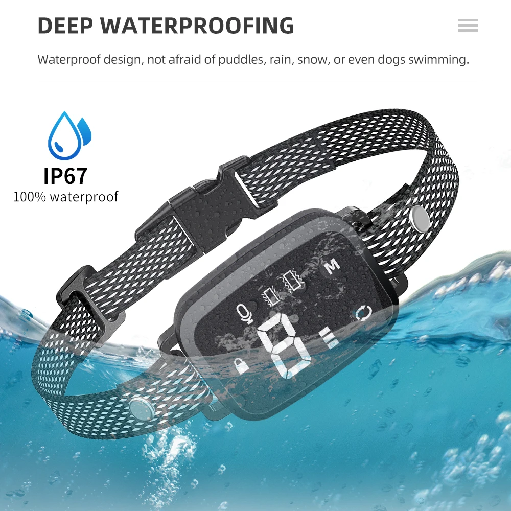 Automatisches Anti-Bark-Hunde halsband für Welpen wasserdichter wiederauf ladbarer Hund effektiv aufhören zu bellen Trainings halsband doppelte Vibration – Detail 6