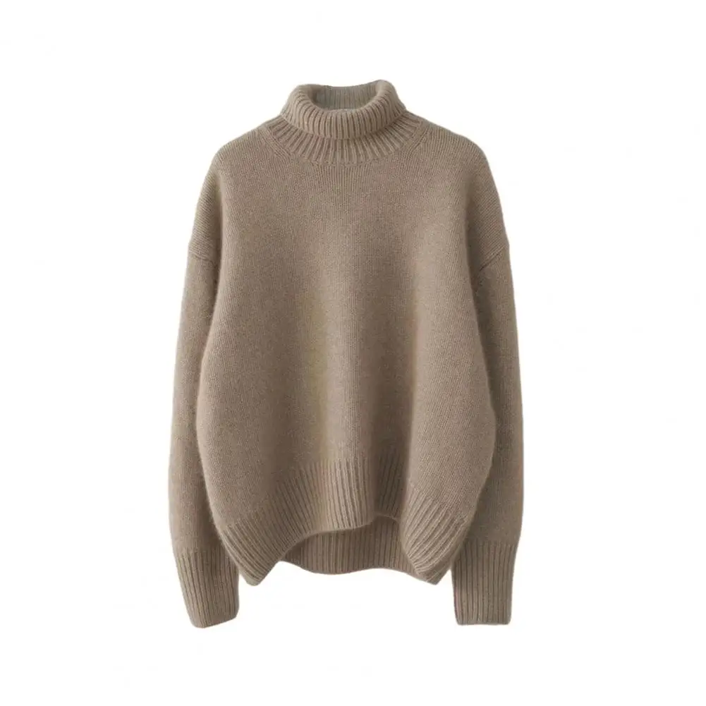 

Women Jumper Cozy High Collar Winter Sweater for Women Soft Knit Pullover Top Loose Fit Solid Color Knitting Sweater for Warmth