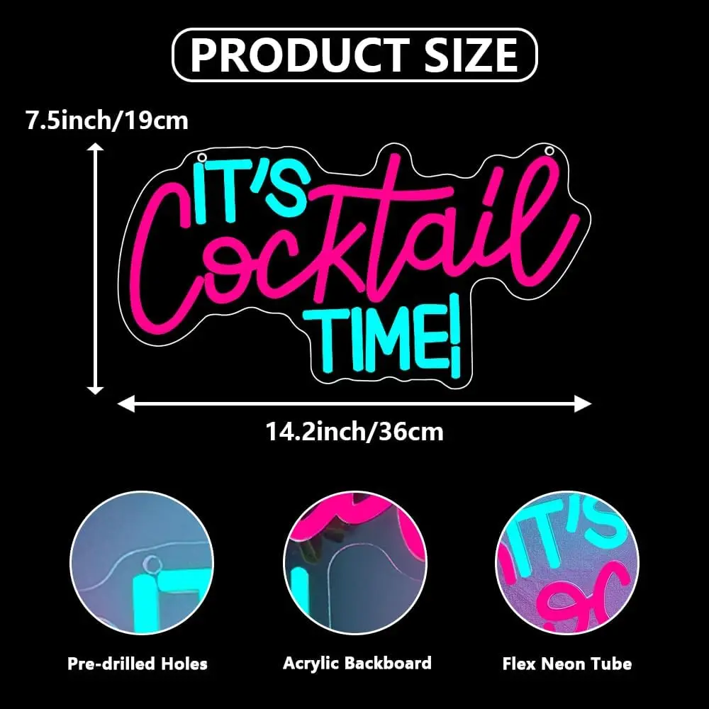 Cocktails Neon Sign USB Powered LED Neon Light for Bar Party Gaming Room Bedroom Decoration Gift Business Art Wall Light view 3