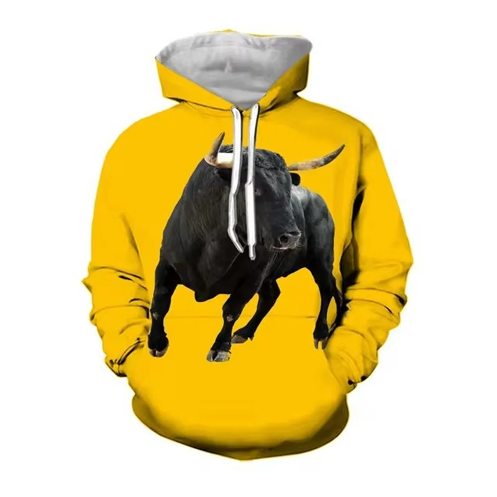 

3D Printed Spanish Bullfights Hoodies For Men North African Bull Graphic Sweatshirts Casual Hooded Loose Long Sleeves Pullovers