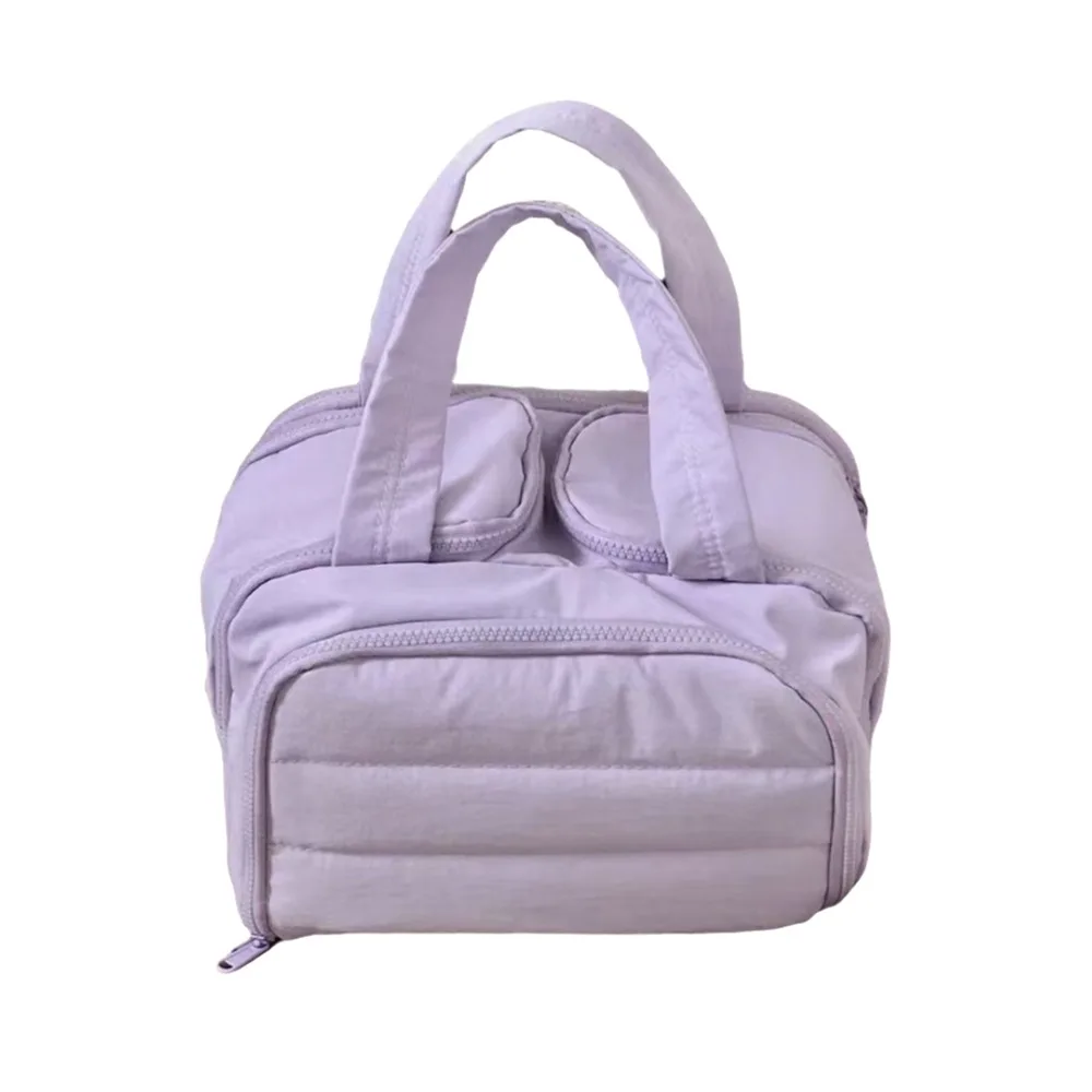 

Multipocket Design Cosmetic Handbag Zipper Closure Double Side Open Portable Makeup Pouch Comfortable Handle Large Capacity