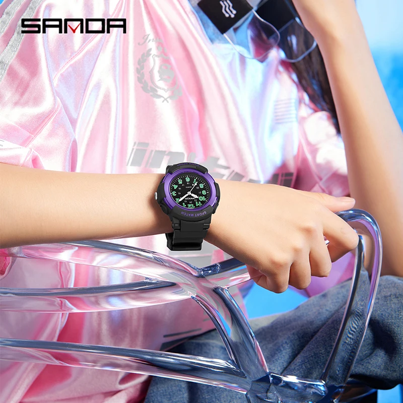 SANDA 6308 موضة جديدة ساعات كوارتز الطلاب الرياضة في الهواء الطلق مضيئة مقاوم للماء للصدمات ساعة أطفال عادية reloj niño