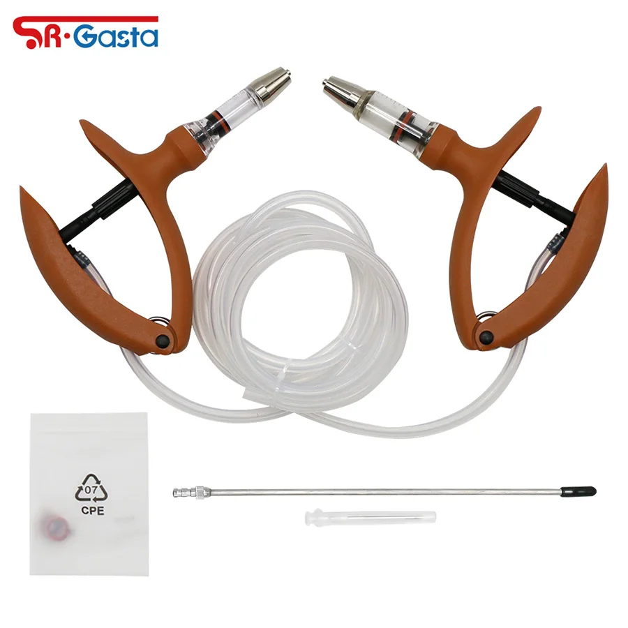 Jeringa Automática de 2/5 ml con Tubo de Silicona, Jeringa Veterinaria Continua para Ganado, Pollos, Cerdos y Vacas
