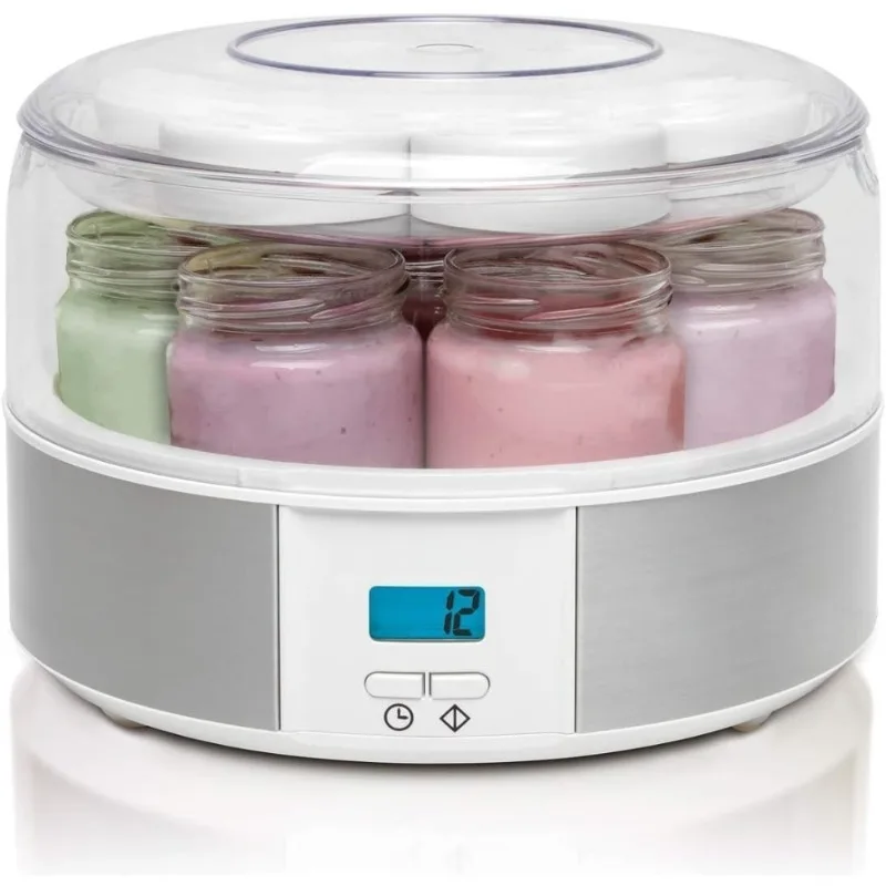Automatic Digital Yogurt Maker Machine with 7 Glass Jars 6oz Timer Control Lids