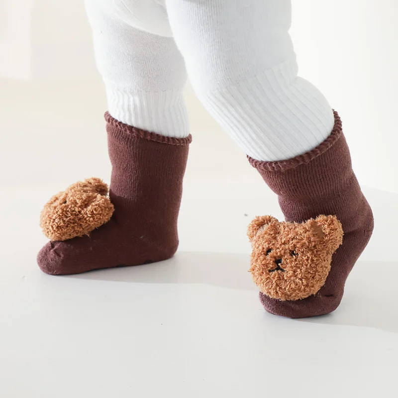 

1 2 3 Years Old Baby Non Slip Socks Boys Girls Winter Warm Stocking Shoes With Grips Toddler Thick Terry Flush Sock