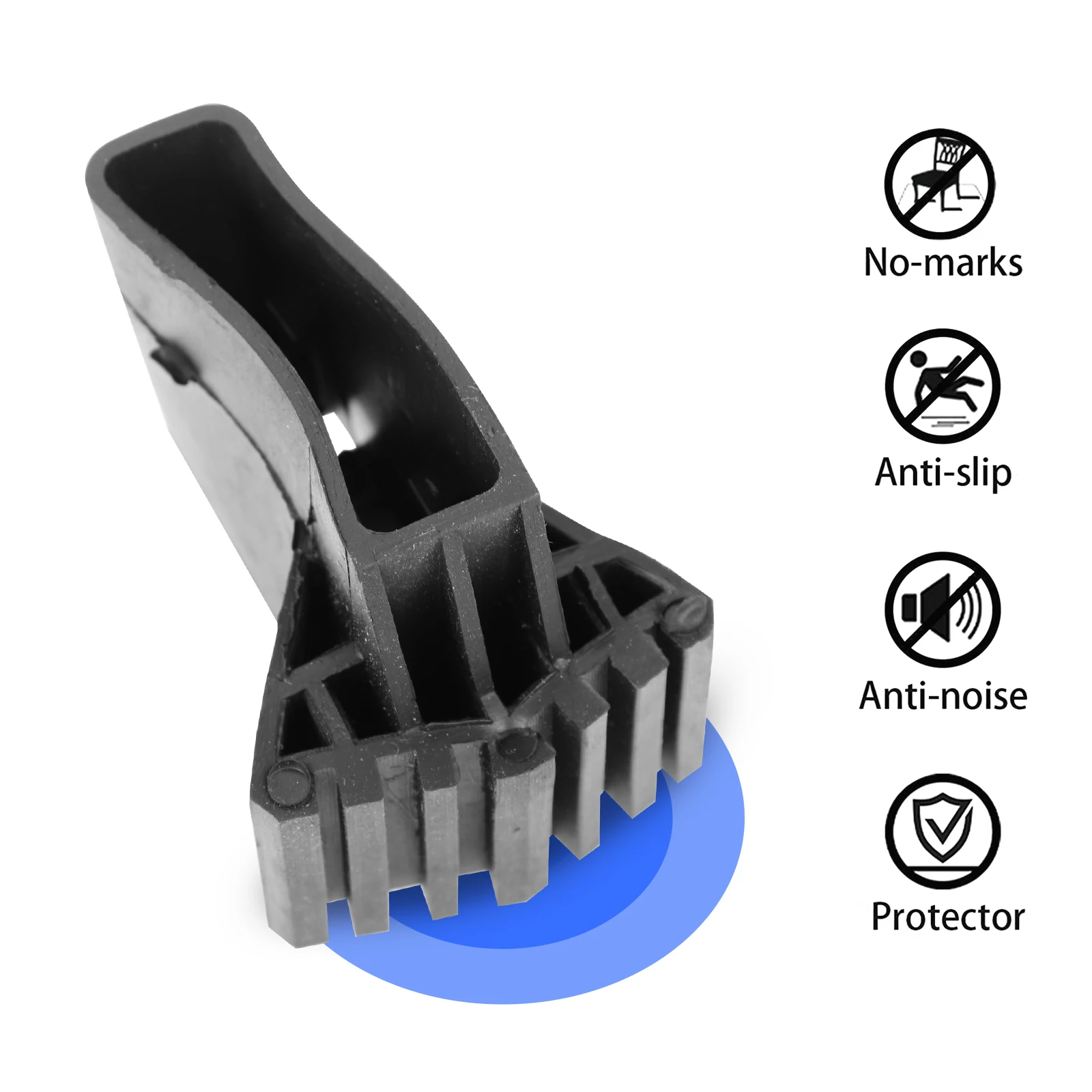 1 Set Feet Covers Non-Slip Mat Extension Foot Protector Thickened Rubber Black Cover Durable Replacement Home Use Telescoping