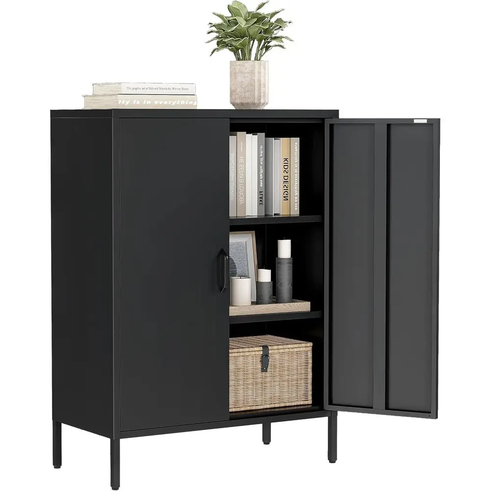 

Metal Locker Storage Cabinet, Home Oice Metal Storage Cabinet Small Sideboard with 2 Doand 2 Adjustable Shelves,40" Counter Cabi