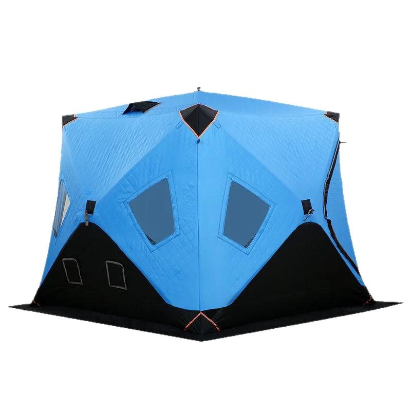 

Ice Fishing Tent No Setup Quick Open Thickened Warm Windproof Canvas Square Winter Use Portable Multi-person Camping Gear