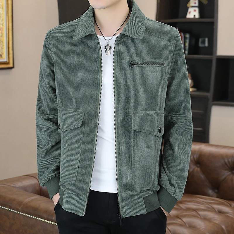 

Повседневная мужская вельветовая куртка Jaet, весна-осень-зима, модная Гонконгская одежда с отложным воротником, молодежная кинотеатр из полиэфирного волокна, тонкое