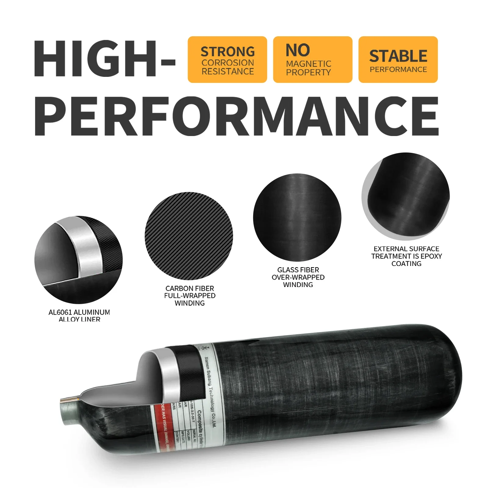 TUXING 4500PSI 300Bar 3L Carbon Faser Zylinder HPA Hochdruck Tauchen Tank für Scuba Tauchen Gewinde M18 * 1,5