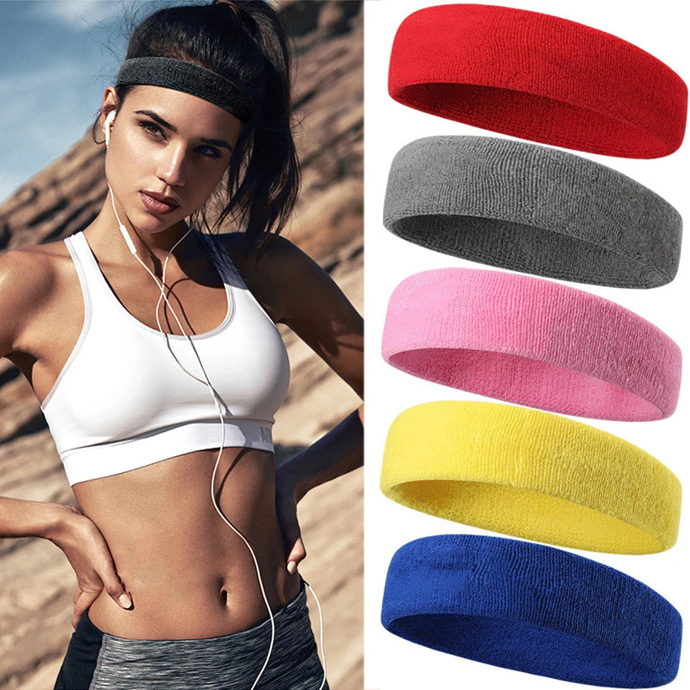 Unisex Sports Headband Yoga Fitness Towel Hair Bands for Woman Hair Wrap Brace Elastic Cycling Yoga Running Exercising Sweatband