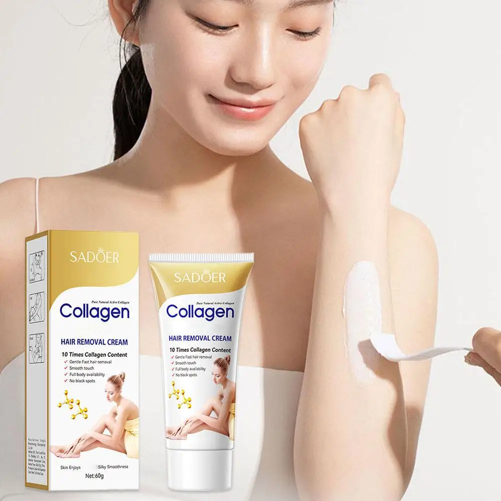 60G SADOER Collagen Ossein Hair Removal Cream Non Irritating Privates Armpit Arm Quick Whole Body Hair Removal Leg Axillary O3C0