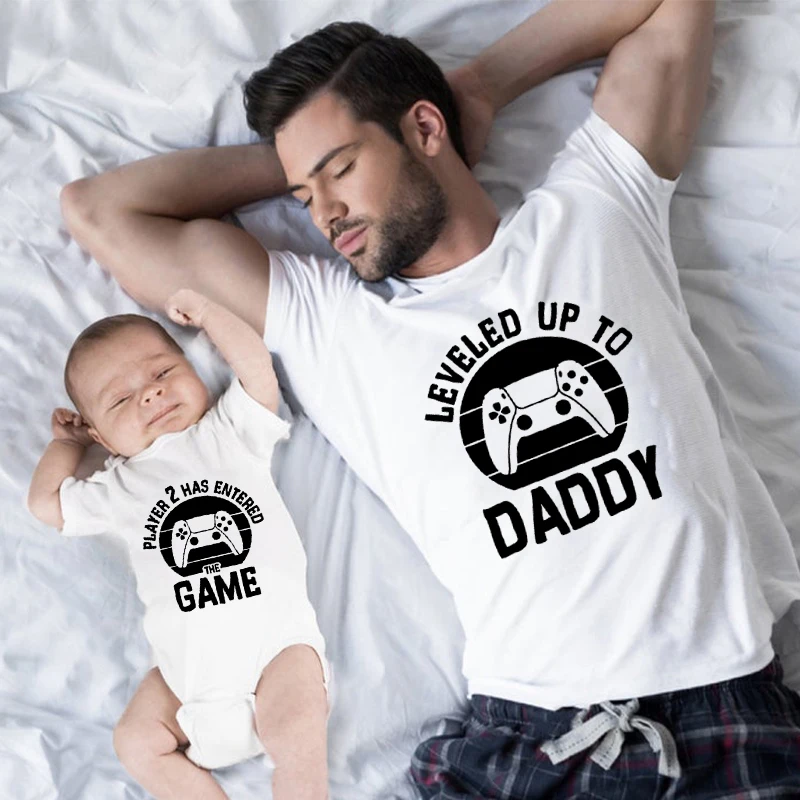 Daddy Player 2 The Game Shirt Daddy Baby Matching Shirt Father Day Baby Clothes New Born Dad and Son Matching Shirt