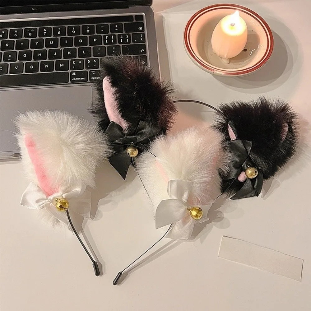 Divertente gatto donna orecchie di gatto set fascia fiocco Lolita copricapo cosplay accessori per esposizioni anime Jk Halloween Dress Up Student