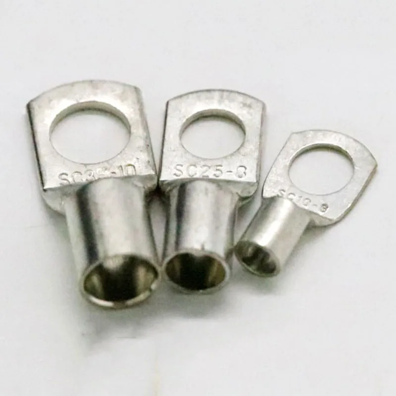 1-20PCS SC Type SC6~SC35 Wire Nose Terminal 6/8/10/12mm Bolt Hole Tinned Copper Cable lugs Battery Terminals