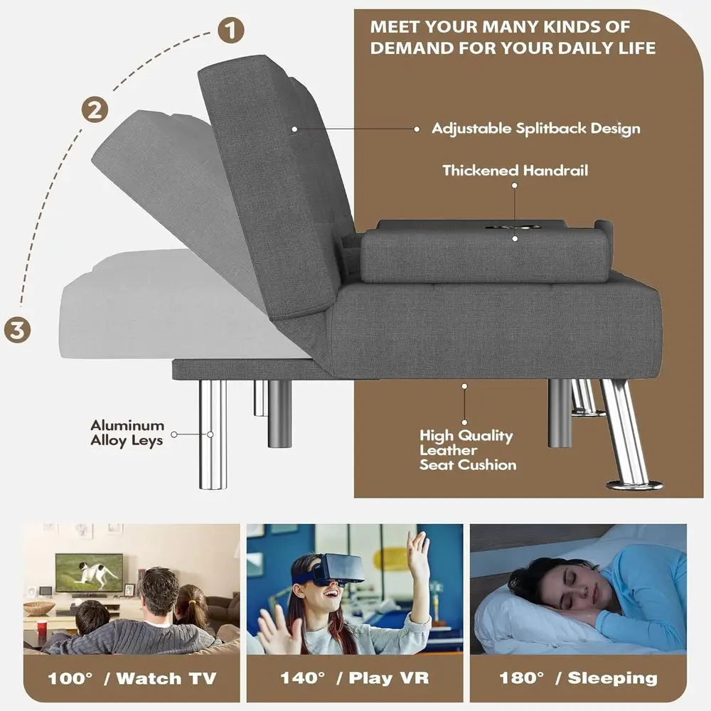 Adjustable Recliner Futon Sleeper Flat Bed Position Layout