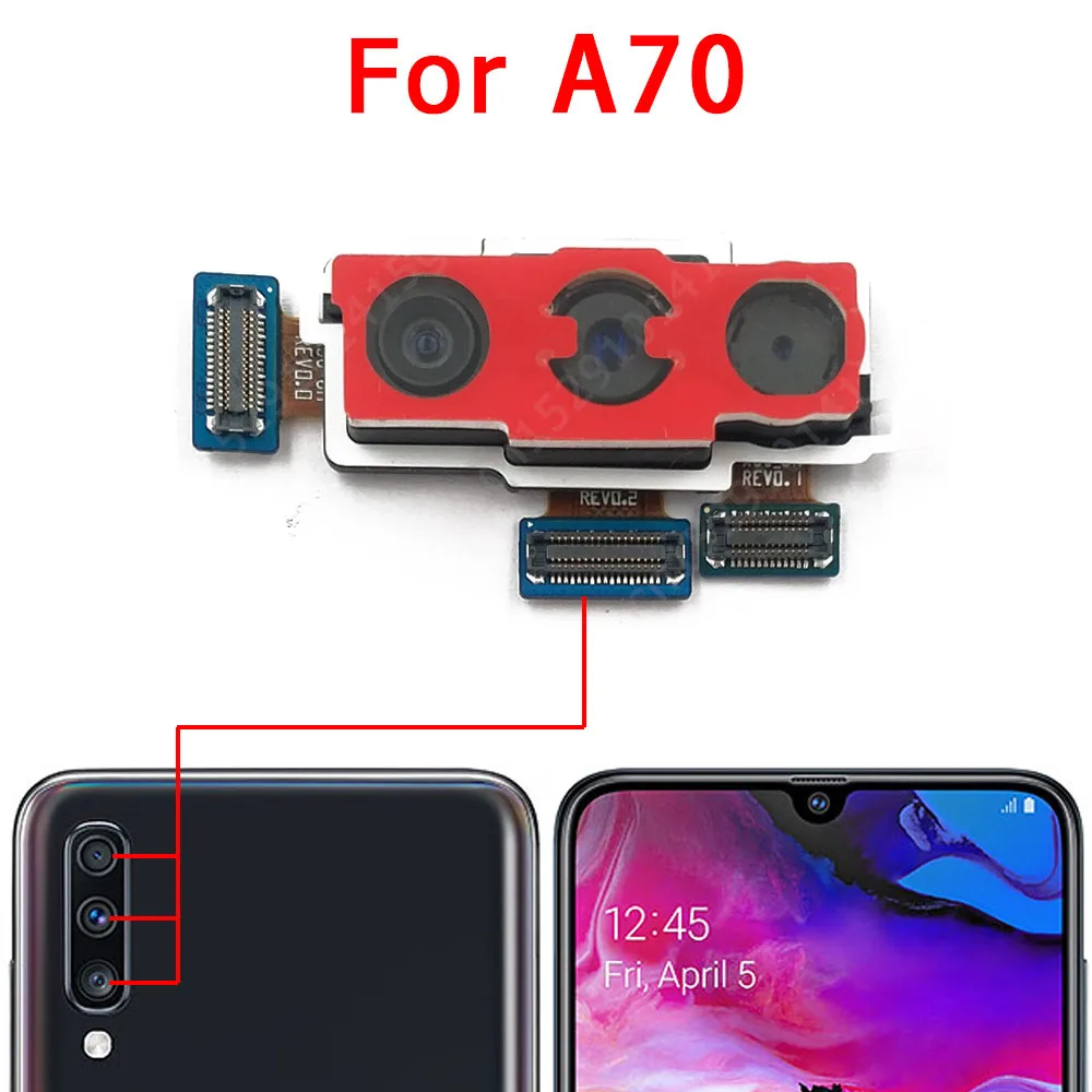 Cámara trasera para Samsung Galaxy A50 A50s A60 A70 A70s A80 A90 A10 A10e A10s A20 A20e A20s A30 A30s A40 piezas del módulo de cámara trasera