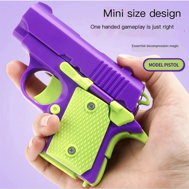 Plastic Mini Gun Manual Burst Pistol Stress Relief Pistol Toy 3D Printed Gravity Fidget Gun Stress Relief Toy Christmas Gift