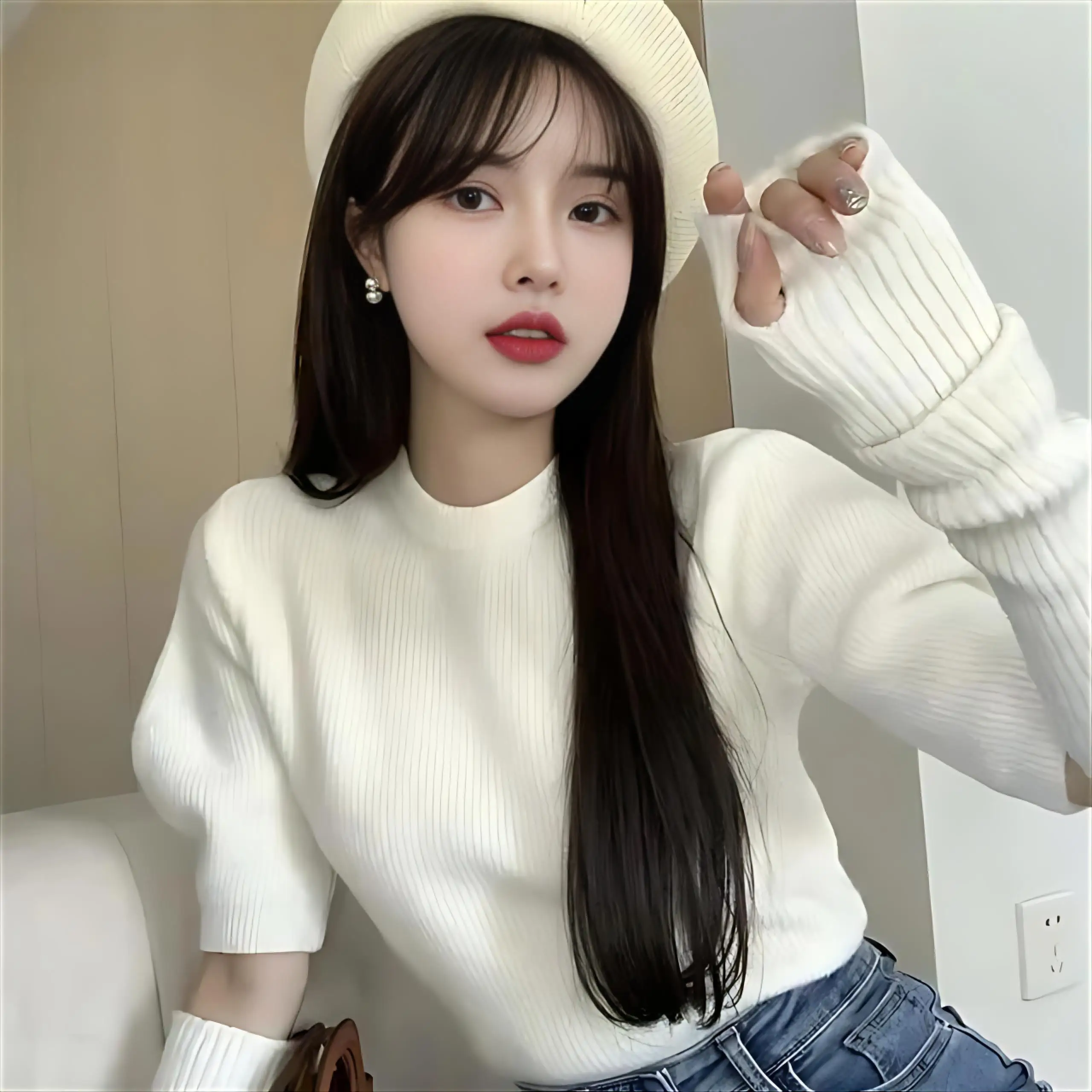 

Detachable Sleeve Knitted Sweater Trendy Women'S 2025 Winter Slim-Fitting Buttonless Comfortable Textured Chic Graduation Formal