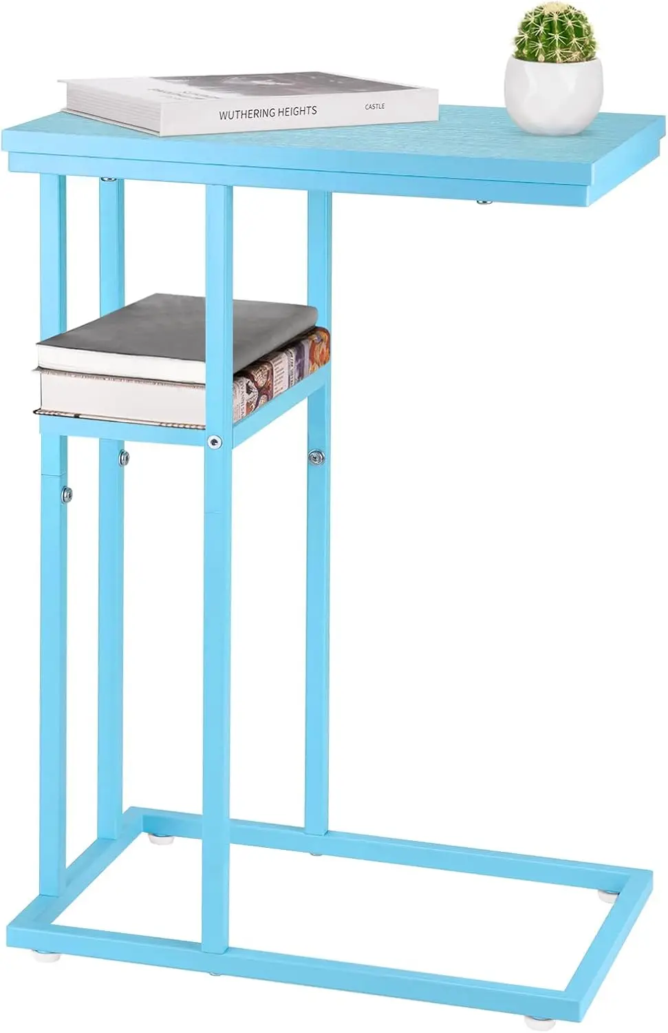 

C Shaped End Table, Side Table for Couch and Bed, Small Side Table for Small Spaces, Living Room, Bedroom, Rustic Snack