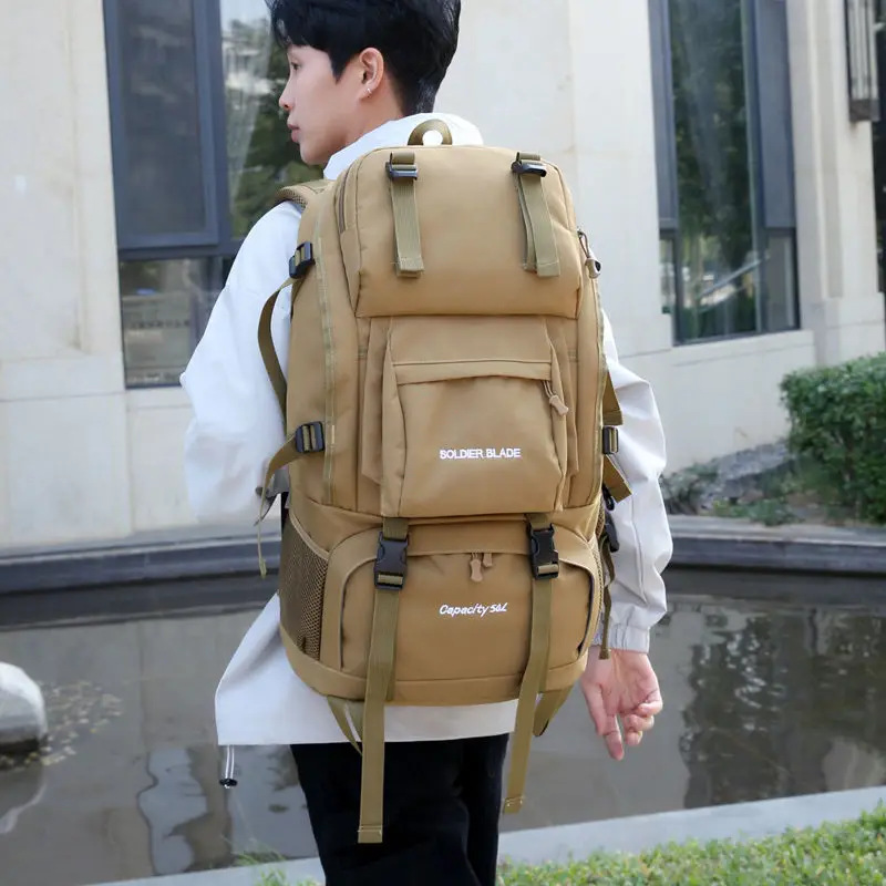 2025 45 لتر في الهواء الطلق على ظهره حقيبة ترحال حقيبة التخييم الرجال والنساء حقيبة السفر طويلة تنزه على ظهره حقيبة مضادة للماء