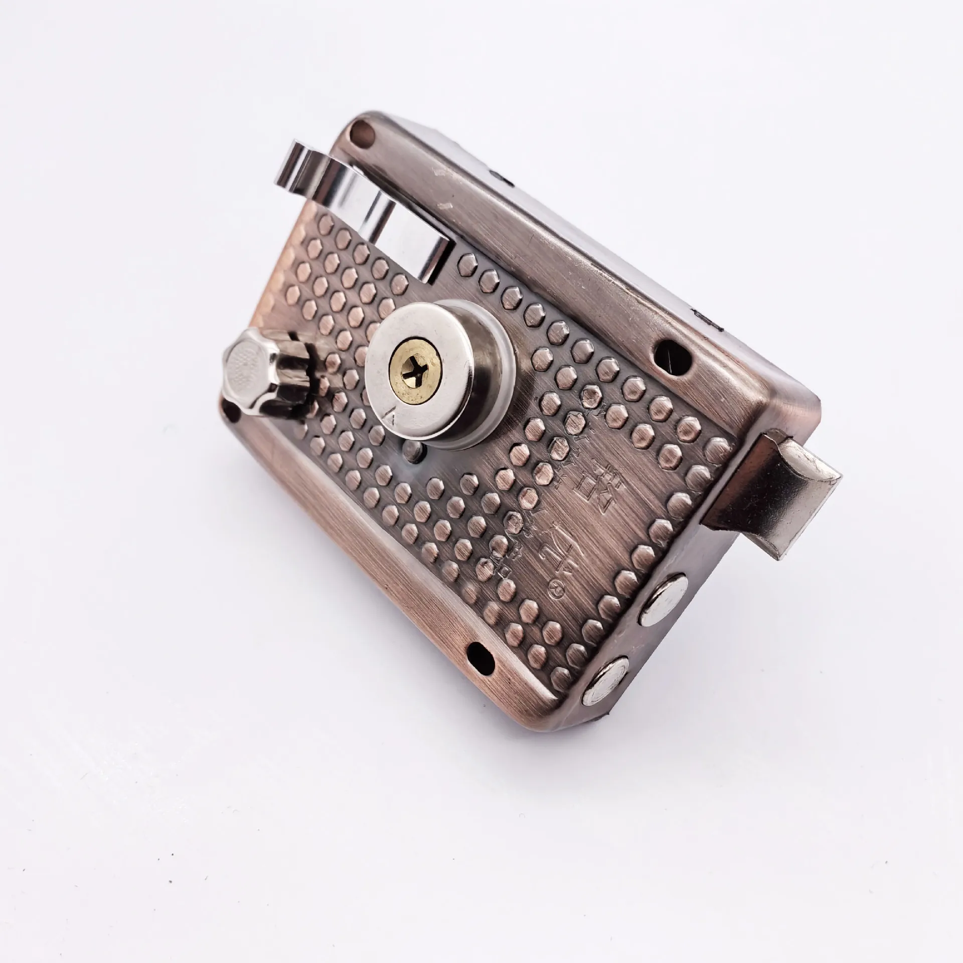 Exterior Stainless Steel Door Locks Security Anti-theft Lock Multiple Insurance Wood Gate Lock with Keys Furniture Hardware